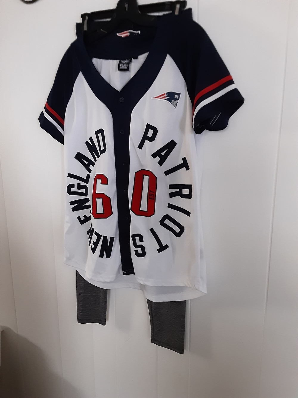 NFL White & Navy New England Patriots Women's Jersey and Leggings